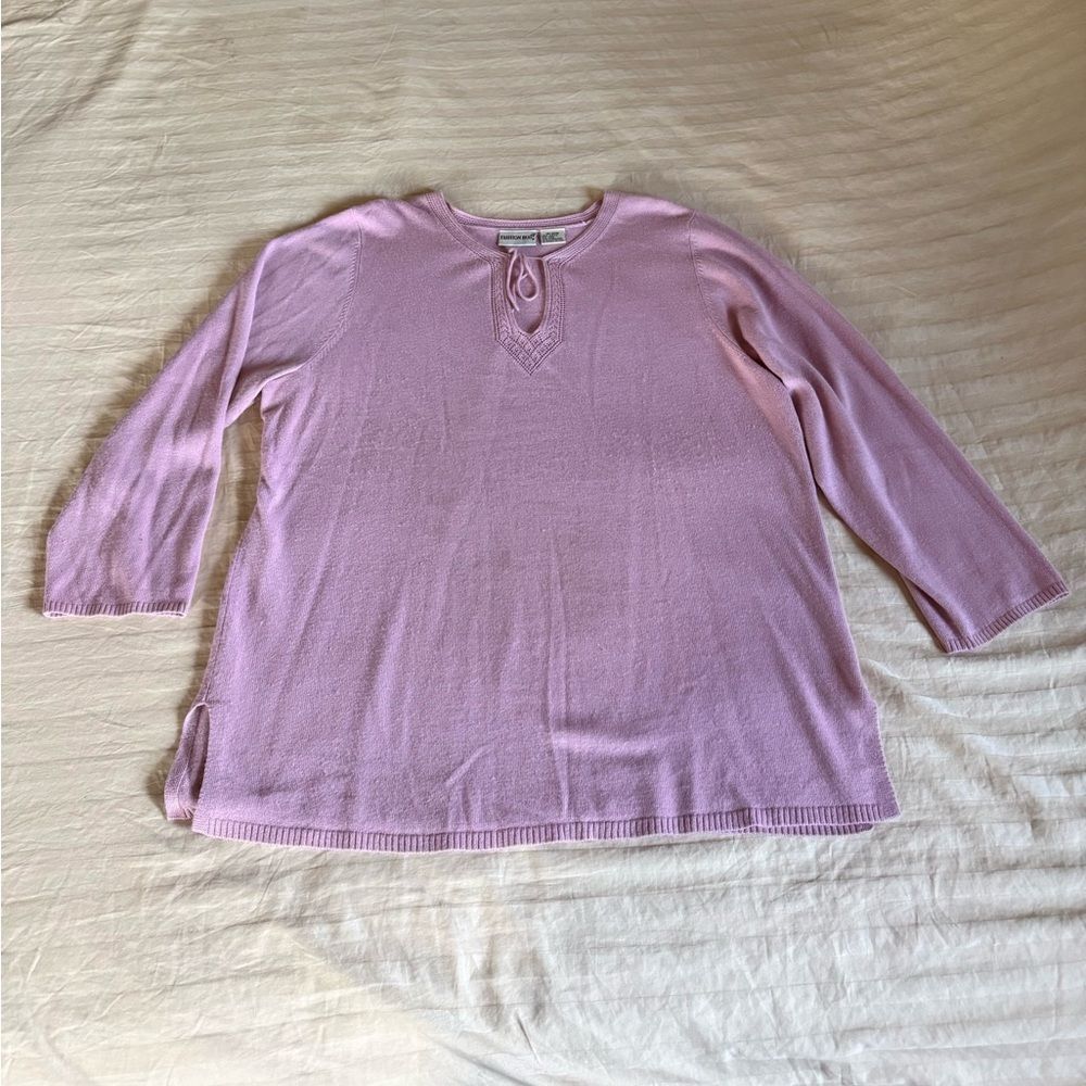 FASHION BUG | Lavender Knit Sweater | Crochet Tie Neck